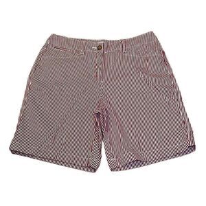 Kim Rogers Red Pinstripe Shorts, Stretchy, Midi, 10